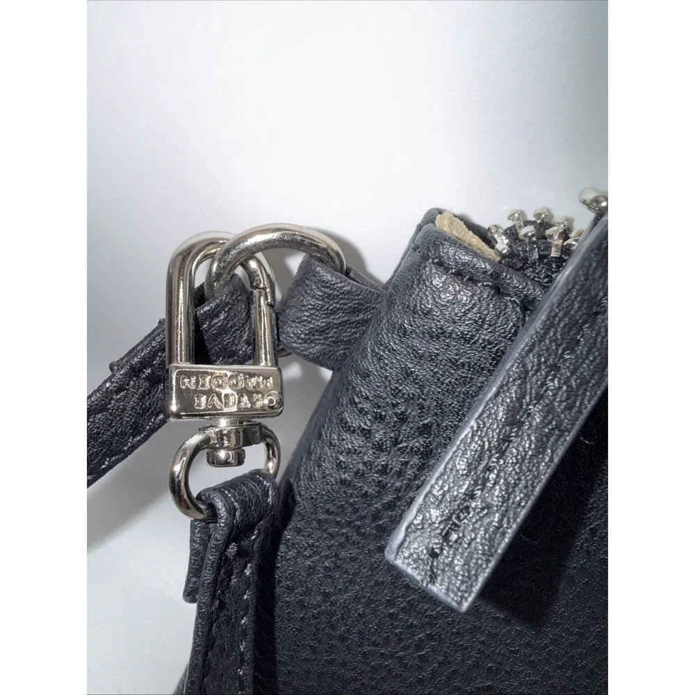 Steve Madden Black Wristlet Silver Faux Leather Wallet Coin Pouch